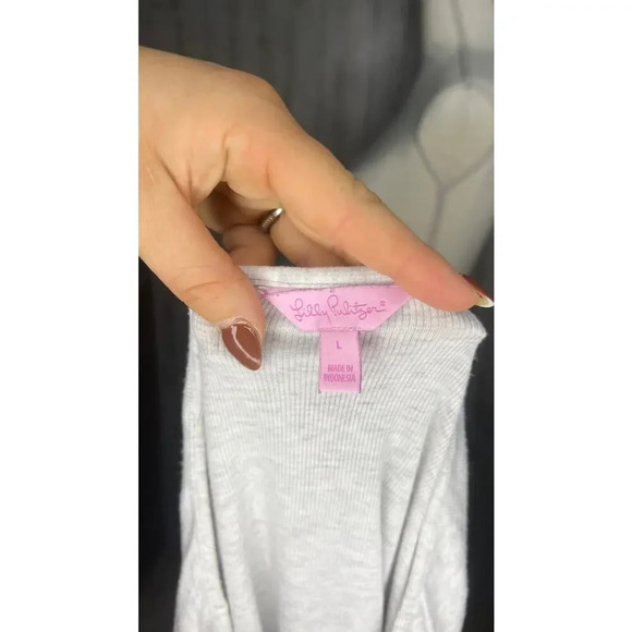 Lilly Pulitzer Women's Gray V-Neck Cardigan & Tank Top Set Size Large - Picture 11 of 11